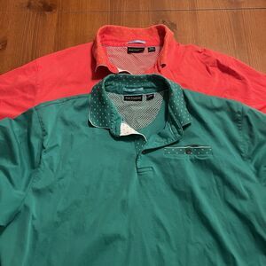 Paul Fredrick‎ Polo Shirt Lot 2XLT Tall XXLT – Red & Green Contrast Collar Golf